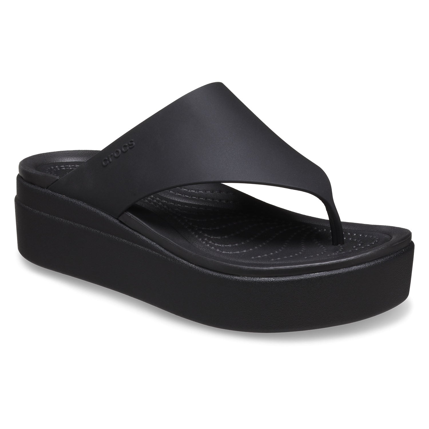 Womens black croc deals flip flops